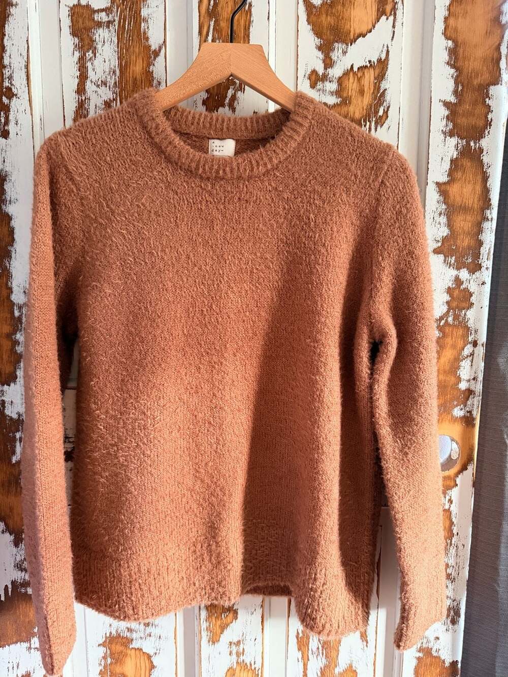 A New Day Old Money Minimalist Clean Girl Oversized Fuzzy Crewneck Sweater